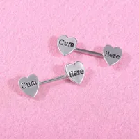 Fashion Sexy letter Heart Nipple Ring Stainless Steel Tongue Rings bar Body Piercing Jewelry for women gift will and sandy