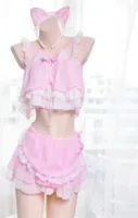 Costume sexy giapponese Costume Cat Cosplay Lolita Lingerie Kawaii Cute Apron Maid Autfit per donne Girls Stripper Dance abbigliamento Y7960795