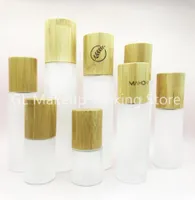 Storage Bottles 20ML 30ml 40ML 50ml 60ML 80ML 100ml 120ml Frosted Glass For Cosmetics With Bamboo Lotion Lids Covered Wooden Top2654706