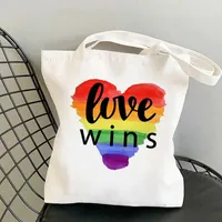 Shopping Bags Handbag Bag Lgbt Pride Rainbow Reusable Shopper Jute Bolsas Reutilizables Bolsa Compra Reciclaje Net Sacolas