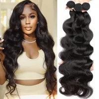 Body Wave 3/4pc Human Hair Bundles Raw Indian Remy Hair Double Weft Haft Extension 100G/PC, 12A 등급 자연색