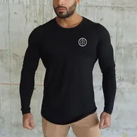 القمصان tirts Mens Musclegys 2023 أوتوم ربيع طويل الأكمام قميص الرجال العلامة التجارية للياقة البدنية طباعة تي شيرت الذكور أعلى جودة القطن امتداد القطن