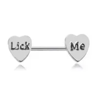 Simple Sexy letter Heart Nipple Ring Stainless Steel Tongue Rings bar Body Piercing Jewelry for women gift will and sandy