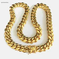 HIP HOP 14mm Stainless Steel Curb Cuban Chain Necklace Boys Mens Fashion Chain Dragon Clasp Link jewelry2858