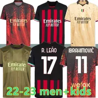 Ibrahimovic 22 23 Soccer Jersey AC Milans 4th Giroud R.Leao Bennacer Theo Romagnoli Florenzi Tonali Rebic 2022 2023フットボールシャツMaillot Men Kids Kitフルセットソックス