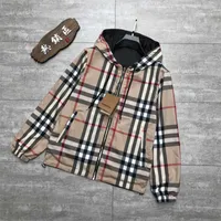 BURBRERYS MENS Jackets Coats 22 가을 겨울 New Bajia 복식 패션 체크 후드 재킷 청소년 레저 대형 재킷 모피