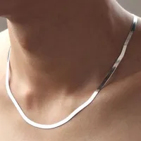 2021 Unisex Flat Snake Bone Chain Necklace 45cm 50 cm Blade Choker voor vrouwen Men 925 Zilveren sieraden San32307