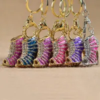 Crystal High Heel Shoe Keychain Key Rings Carabiner Borse per scarpe appende donne in metallo gioielli di gioielli
