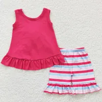 Roupos de bebê por atacado Crianças de verão Define moda cor de cor sólida para crianças meninas butiques de roupas de babá sem mangas