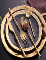 Cutlery Set Matte Gold Stainless Steel Dinnerwar Forks Spoons Knives Silverware 2109288426941