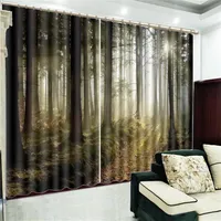 3D Curtain Window Promotie Lush Fourgan Forest Landscape HD Digitale printen Interieur Decoratie Practical Blackout Curtains249K