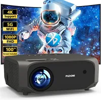 Projetores inteligentes com 5G Wifi e Bluetooth 10000l Nativo 1080p Portátil Projector de vídeo portátil portátil 4K Projetores de vídeo suportados para telefone PC TV Stick PS5 Home theater