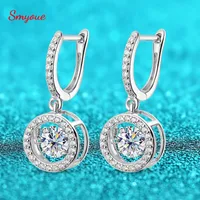 Ear Cuff Smyoue White Gold Plated 0.51CT Drop Earring for Women Sparkling Beating Heart Earring S925 Sterling Silver Jewelry 230306