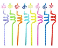 Drinking Straws 24PCS Kawaii Straw Set Cartoon Rainbow Candy Curved Party Decoration Beverage Drinkware Bar Accessor3821682