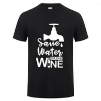 Мужские футболки лето спасают водяной напиток винная рубашка мужская футболка с коротким рукавом Смешные хлопчатобу