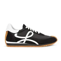 Mens and womens black casual shoes Flow Runner in nylon and suede Lace up sneaker with a soft upper and honey rubber waves sole top cowhide shoes
