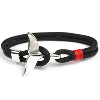 Charm Bracelets Hand-Woven Whale Tail Lucky Bracelet For Men And Women Thread Rope Anchor Sailor Jewelry Gift