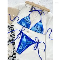 Mutada de banho feminina Sexy Ladies Bikini Mujer 2023 Costumi da Bagno Donna Swimsuit Mini Beach Use duas peças Bandeau azul Bandeau Tankini