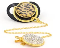 Schnuller Gold Baby Pacifi Clips geboren in einem Luxus -Dummy Sooth Leopard Print für Duschgeschenk Chupetero 2211072270543