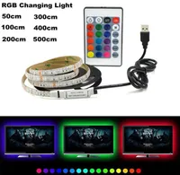 شرائط USB LED شريط مقاوم للماء RGB TAPE مرنة NEON TV WALL ROOM مصباح الإضاءة الخلفية مع التحكم عن بعد ديكور ألعاب الديكور Bed7638713