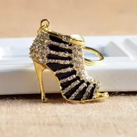 Top Crystal High Heel Chaussures Keychain Key Rings Shoe Carabiner Handbag Habits Femmes Metal Keyring Bijoux Drop Ship
