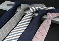 Męskie powiązanie wąska wersja bawełny i lnianej krawatów mężczyzna 6cm formalne noszenie biznesowe Casual Professional Work Check Fathers Prezent 8155418