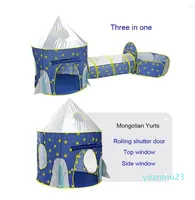 Tält och skyddsrum Portable 3 i 1 Spaceship Folding Kids Tält Boll Pool Barnhus Princess Girl Toys Room Out Door Fun Toy 44