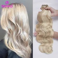 Wig Caps SOVO P1860 Peruvian Body Wave Human Hair Extensions Blonde Remy Hair Weft 1PC 100g Piano Color Hair Weave Free Shipping