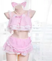 Costume sexy giapponese Costume Cat Cosplay Lolita Lingerie Kawaii Cute Apron Maid Autfit per donne Girls Stripper Dance abbigliamento Y8580339