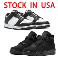 Stock 4 chaussures de basket-ball noires chats hommes femmes sb blanc noir panda 4s og sneakers de créateurs sport masqueur pour femmes entraîneurs expédiés des États-Unis