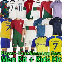 Al Nassr FC Soccer Jerseys 2022 Portugal CR7 Men Set Kids Kit Vrouwenspelers Versie Ronaldo Lange mouw Bernardo Joao Felix Al-Nassr voetbalhemd 22 23 XXXL 4XL Uniform
