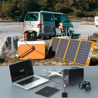 Painel solar portátil da SunPower com portas USB tipo C 100W 18V Carregador solar Banco de energia de backup de emergência ao ar livre para acampamento iPhone GOPRO iPad Huawei