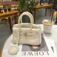 Designer Herms Briki Bags online shop Feeling Lamb Wool Women's 2023 New Versatile Small Plush Texture Oblique Sewing