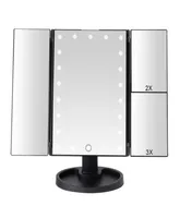 22 LED Light Touch Screen Makeup Mirror 1x2x3x10x Glass de lupa 3 espejo compacto de tocador plegable Espejos de cosméticos flexibles Y2838623