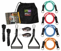 GoFit Pro Gym Extreme Portable Home Gym Set Exercise Resistance Tubes Band with Handles Ankle Straps and Door Anchors crank high