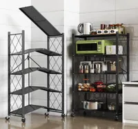 Kitchen Storage Organization Microwave Shelf Floor Type Folding Rack Household Multilayer Oven Pot StorageKitchen3057128