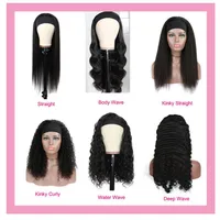 Human Hair Capless Wigs Peruvian Virgin Hair Headband Black Full-machine Body Wave Deep Wave Kinky Curly Straight 100% Human Hair 277V