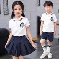 Giyim Setleri Modeller Çocuklar Kız Erkek Okulu Üniformaları Pamuk Tshirt Pants Tutu etek Suits9553538