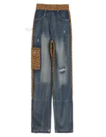 Hole Leopard Rastar Jeans informales para hombres y mujeres Palacos rectos Pantalones de mezclilla