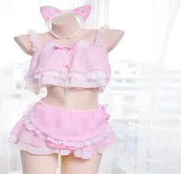 Costume sexy giapponese Costume Cat Cosplay Lolita Lingerie Kawaii Cute Apron Maid Autfit per donne Girls Stripper Dance abbigliamento Y2467266