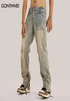 Men039s Jeans Vintage Ripped Denim Pants Streetwear Y2K Hip Hop Destroyed Holes Ankel Zipper Distressed Washed 2023 Mens Baggy 8575952