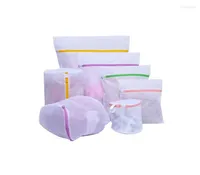 Laundry Bags Foldable 7pcs Mesh Zipped Bag Protection Washing Net Filter Lingerie Underwear Bra Socks Clothes Wash Care Packing4140260