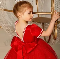 Girl039s فساتين لطيف Red Bling Aline Flower Girl Dress Teen Toddler Learls Birthday Wedding Party Comple Show First 9732339