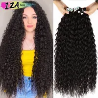 Balks de cheveux 32 pouces Afro Poules de cheveux synthétiques Curly Curly Super longs Extensions de cheveux bouclés bio pour femme Veuillez choisir 9pcs pour une tête 230308