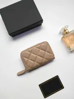 Luxus c Marke Modedesigner Damen Kartenhalter Faltklappe klassisches Muster Kaviar Lammfell Großhandel Damen kleine Mini Geldbörse reine Farbe Kieselleder mit Box
