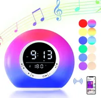 Wake Up Light Bluetooth Speaker LED Lamp Stereo Sound RGB Colorful Lighting with Alarm Temperature Display for Kid039s Birthd4114335