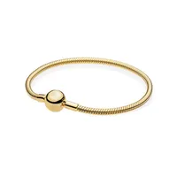 925 Srebrna łańcuch złota bransoletka Kobiety Fit Pandora DIY Charm Jewellery Akcesoria Podstawowe bransoletki z originą Box208Q