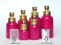 12pcs 20300ml Rose Red Aluminum Empty Spray Bottle Plastic Cap Fine Mist Refill Cosmetic Jar Sample Subpackage6532426