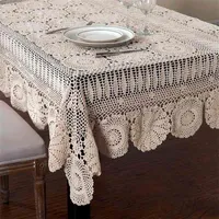 Mesa de algodón de mesa de algodón de algodón de ganchillo hecho a mano.