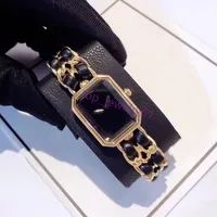 Роскошные дизайнерские классические модные кварцевые часы Черные золотые квадратные женские часы Watch размер 16 мм новая пара смотрит на водонепроницаемость